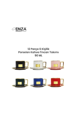Colorful 6 Lı Porselen Kahve Fincanı Takımı 90 Ml Çok Renkli