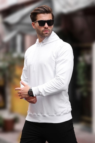 Madmext Beyaz Kapüşonlu Erkek Sweatshirt 7069 Beyaz