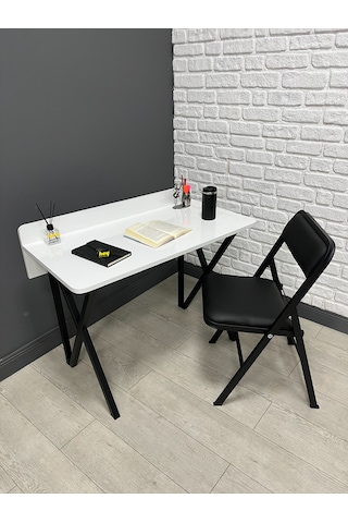 Buse Çalışma Masası Ofis Bilgisayar Masası+ Katlanır Sandalyeli