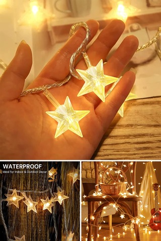 Technojet Dekoratif Yıldız Tasarımlı Yılbaşı Ağaç Süsleme Şerit Led Sarı