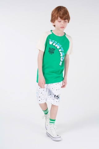 Brz Kids Reglan Kollu Baskılı Erkek Çocuk Kısa Kollu T-Shirt Yeşil