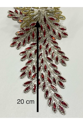 Ütüyle Yapışan Kristal Taşlı Aplike - Kırmızı