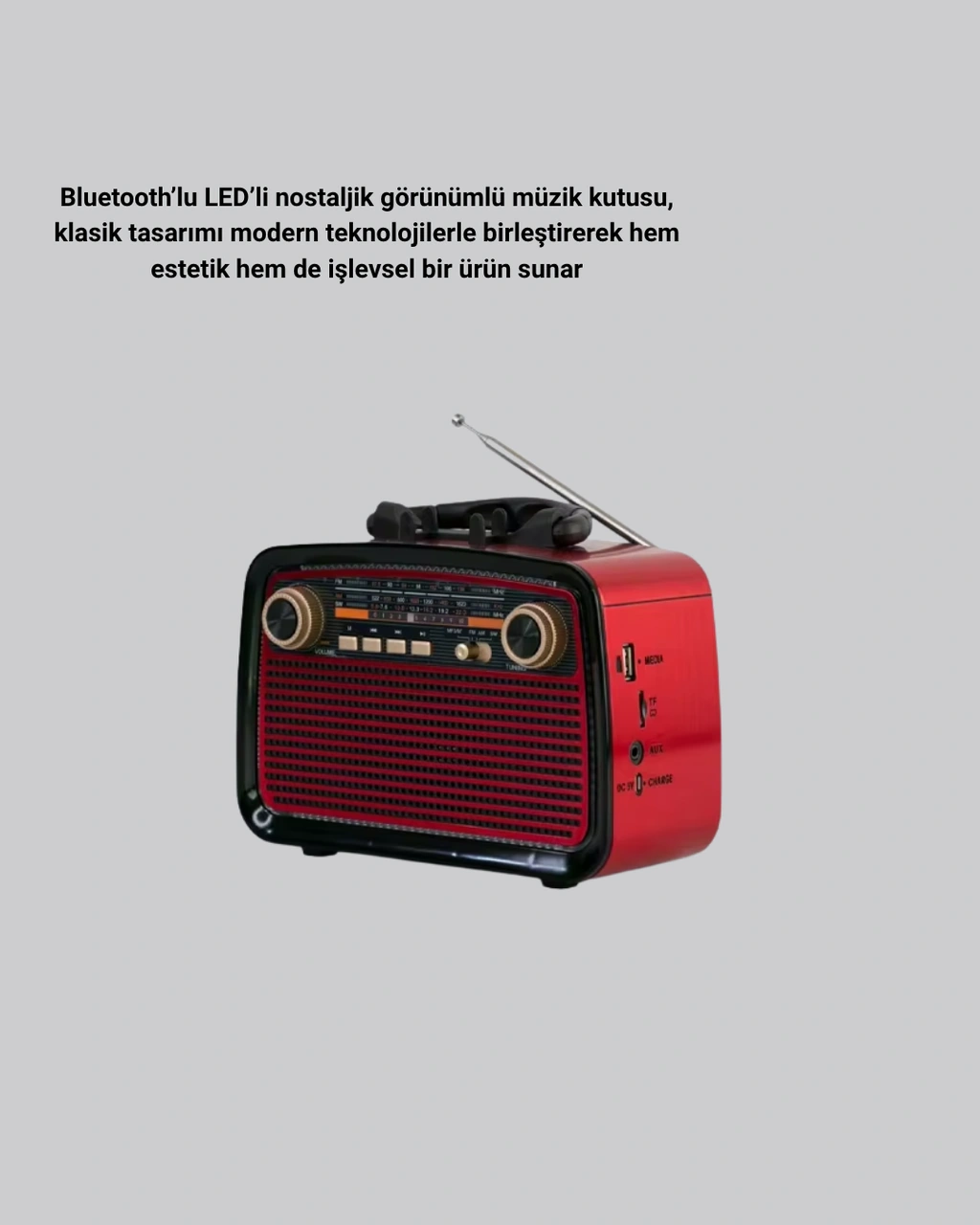 Ahşap Dokulu Bluetooth Müzik Kutusu - Vintage Led Tasarımıyla Modern Ses Deneyimi