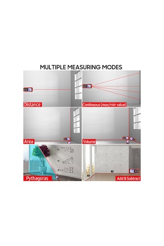 Moveevo Unı-t Lm50a Lazer Mesafe Ölçer: 50m Aralık, Lcd Arka Işık, 99 Veri Depolama, Çoklu Mod Alan/hacim/pitagoras , Taşıma Çantası