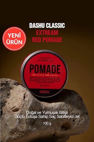 Doğal & Yumuşak Bitişli Güçlü Tutuşa Sahip Saç Sabitleyici Jel Dashu Classic Extreme Red Pomade 100g