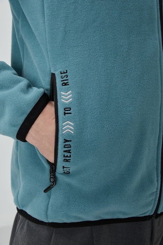 Tommy Life Mint Yeşili Yazı Nakışlı Dik Yaka Fermuarlı Standart Kalıp Erkek Sweatshirt Polar - 87992 Mint Yeşili