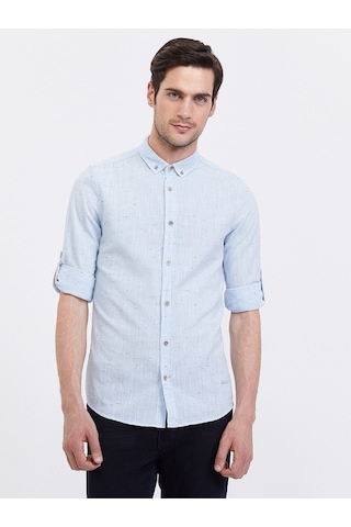 Slim Fit Erkek Gömlek U.kol Açık Mavi