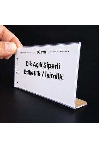 L Tipi Siperli Yapışkanlı Şeffaf Pvc Etiketlik 10x5cm 100lü Paket 100 Adet