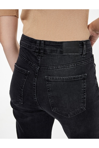 Koton Yüksek Bel Dar Kalıp Düğmeli Cepli İspanyol Paça Crop Jean Pantolon - Flare Jeans Siyah 7wal40010md