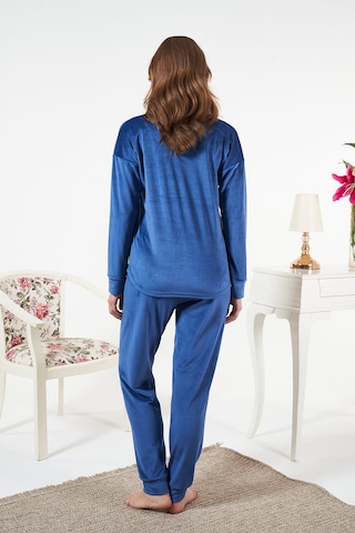 Remsa Kadın Kadife Pijama Takımı 25384 Açık Lacivert Açık Lacivert
