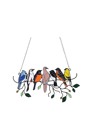 Yunboo Çift Taraflı Renkli Sanatsal Pencere Süsü, Alloy Damla Yağlı Kuş Figürü, Güneş Işığı İle Parlayan Ev Dekorasyonu