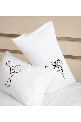 Bk Gift Sevgili Tasarımlı Pamuklu 2 Li Yastık Kılıfı Seti-7 50x70cm , Sevgiliye , Ev si, Tasarım Ev Tekstili