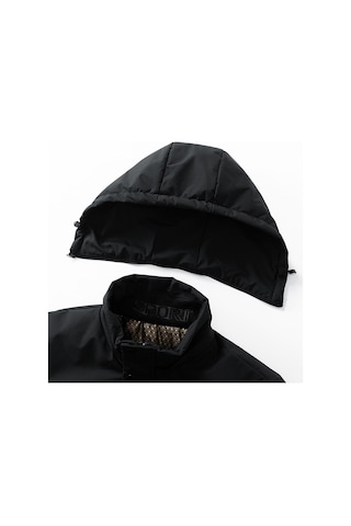 Erkek Aşağı Ceket, Kalınlaştırılmış Sıcak Pamuk Dolgulu Ceket, Bol Günlük Kapüşonlu Pamuk Dolgulu Ceket, Erkek Rüzgar Geçirmez Ceket Siyah