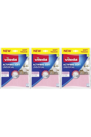 Vileda Actifibre Soft Universal New Soft Touch Paket İçi 2 Li 3lü Beyaz - Pembe