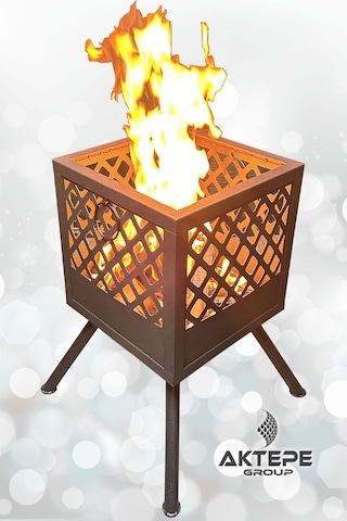 Bahçe Şöminesi Ateş Çukuru 60 Litre Büyük Boy Şömine Bahçe Sobası Balkon Isıtma Fire Pit