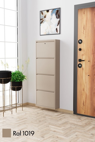 Evdemo Kilitli 4 Kapaklı Metal Ayakkabılık Cappuccino