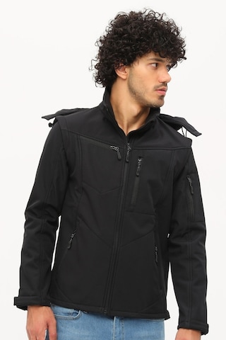 Uniprom Taktikal Softshell Mont Kollar Ve Kapşon Çıkabilir Erkek Siyah