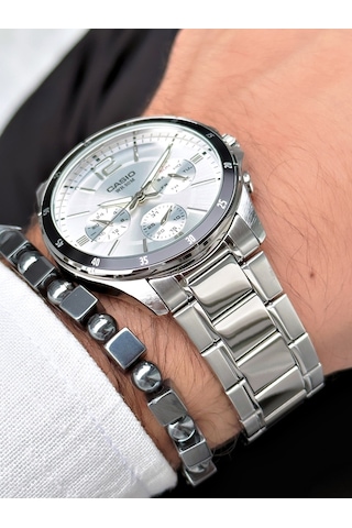 Casio Nda3181 Erkek Kol Saati Gümüş + Bileklik