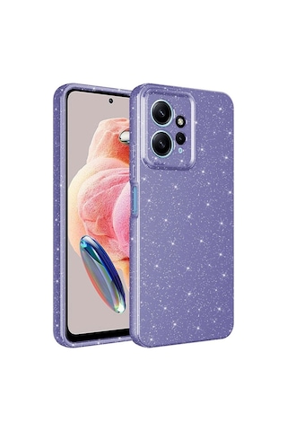 Xiaomi Redmi Note 12 4g Kılıf Kamera Korumalı Simli Lüks Zore Koton Kapak Mor