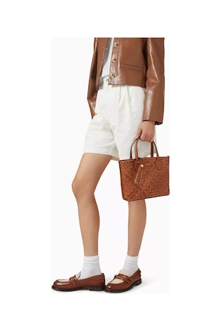 Aspinal Of London Small Island Kahverengi Woven Deri Tote Çanta, Şık Ve Zarif Tasarım Omuz Çantası