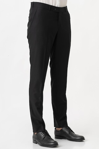 White Stone Caserta P1001 Slim Fit Düz Kumaş Pantolon Siyah-siyah Siyah
