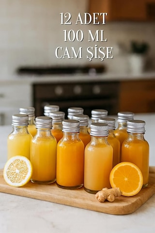 12 Adet Şeffaf Cam Shot Şişesi Sızdırmaz Gümüş Metal Kapaklı Kolonya Koku Süs Çok Amaçlı Şişe 100ml Genel