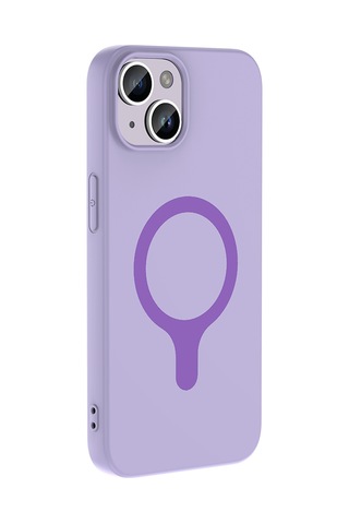 Maks Technology iPhone Uyumlu 14 Kılıf M-safe Şarj Özellikli Mkst Aris Silikon Kapak - Lila