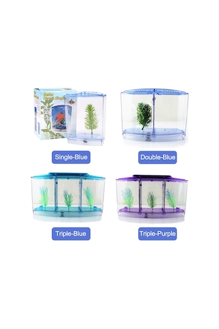 Xiyyadms Ofis İçin Akrilik Çift Bölmeli Mini Akvaryum - Led Aydınlatmalı, Balık Yavrusu Yetiştirme Ve İzolasyon Özellikli