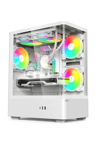 Gametech Intense Beyaz 600w Tuş Kontrol Rgb 5x120mm Fanlı Kasa