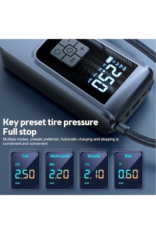 Didadodo Suıtu St-9624a 150psi Hava Pompası Akıllı Dijital Ekran Araba Bisiklet Siyah