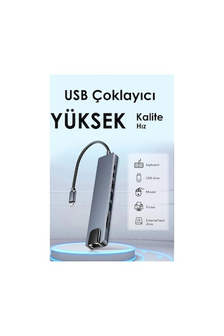Apple Uyumlu MacBook Pro Air Usb Type-c 8 Hub Dönüştürücü Çevirici Çoklayıcı Usb Hdmı Micro Sd 8in1