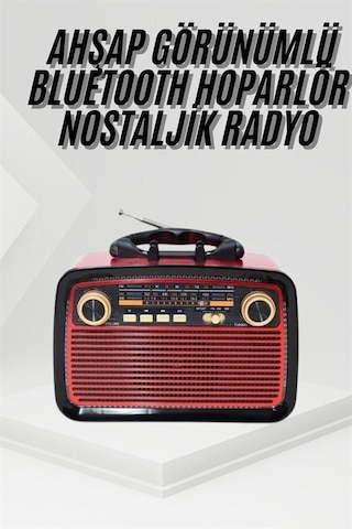 Nostalji Radyo Bluetooth Hoparlör Usb-sd Kart Giriş Led Fener Işıklı Bataryalı Pilli Renkli