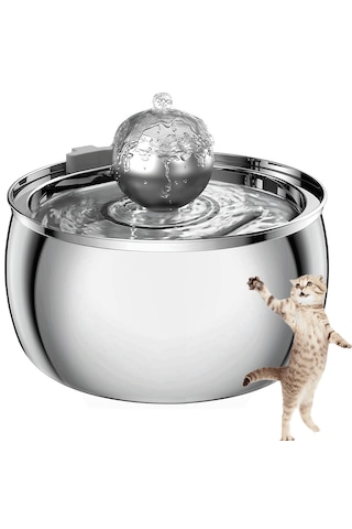 Econicword Kedi İçme Çeşmesi Paslanmaz Çelik Evcil Köpek 4l Wf3