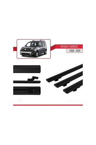 Renault Kangoo 2008-2020 Arası İle Uyumlu Basic Model Ara Atkı Tavan Barı Siyah 3 Adet