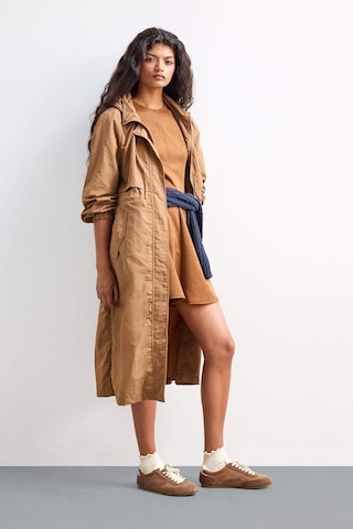 Defacto Regular Fit Kapüşonlu Fermuarlı Uzun Yağmurluk E8554ax25aubn560 Kahve