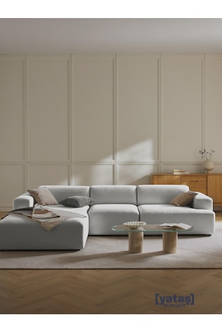 Most Mollista 3 Modül Sol Köşe Koltuk 32 Gri Keten Kumaş Yumuşak