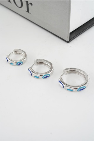 Kadın Vip Seri Mineli Nazar Motifli 3'lü Halka Küpe