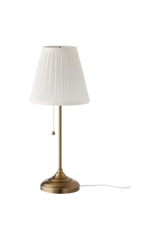 Abajur Beyaz-Pirinç Rengi Masa Lambası 55 CM 75 W Altın
