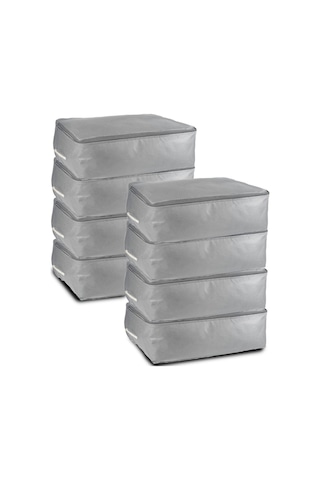 8'li Set 53x44x20 Cm Home Organizer Çekyat & Baza Altı Düzenleyici Hurç Gri