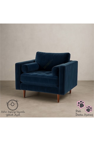 Ürgüp Tekli Koltuk Berjer 90 Cm Genişlik 90 Cm Derinlik Lacivert