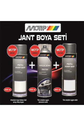 Motip Akrilik Jant Boyama Seti Universal Vernik + Astar 400 Ml
