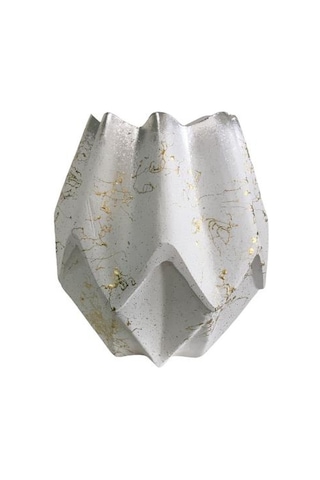 Burgulu Seramik Saksı Beyaz -altın Sarısı Renk