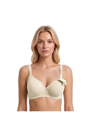 Cottonill Seamless Bra - Mavelle Krem Lazer Kesim Klipsli Ve Çıtçıtlı Önü Açılabilir Emzirme Sütyeni