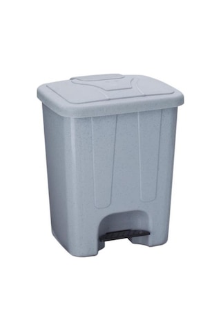 Omnipazar Sy-4255 40 Lt Köşeli Pedallı Plastik Çöp Kovası İç Kovasız Gri