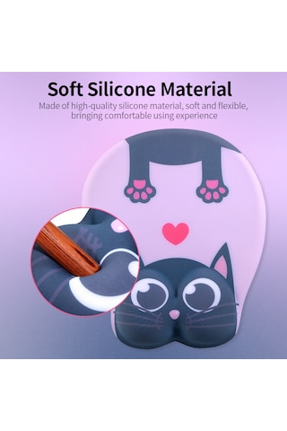Skycity Kedi/rabbit/bowknot Desenli Silikon Fare Pedini, Dizaynlı Bilek Desteği İle Kaydırma Kabiliyeti Ve Kesin Konumlandırma Özelliğiyle