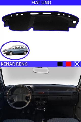 Torpido Koruma Halısı Siyah Kenar Renk Mavi Fiat Uno İle Uyumlu