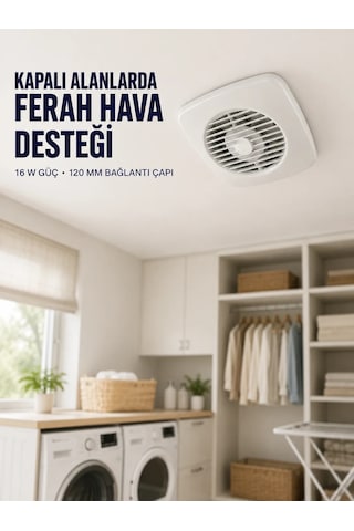 120 Mm Dekoratif Aspiratör 16 W 180 M³/h Banyo Mutfak Ve Wc Havalandırma Fanı