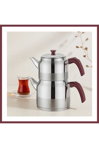Storeşahin Çelik Çaydanlık Seti Aile Boy 1.5l + 3l Kendinden Süzgeçli Shn0720