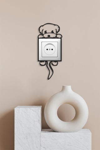 Sevimli Köpek Priz Çerçevesi Mdf Duvar Dekorasyon Ürünü