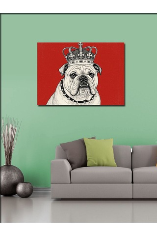 Kanvas Tablo Kral Tacı Takmış Bulldog